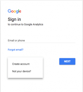 Google Analytics sign up